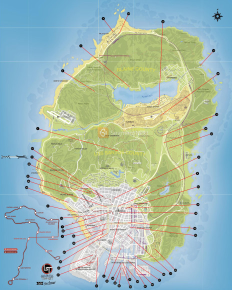 Mapa de saltos unicos do GTA V