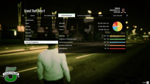 Save Game com tudo completado em 100 por cento no GTA V