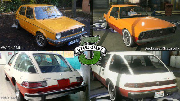 Comparativo Declasse Rapsody e VW Golf Mk1 GTA V