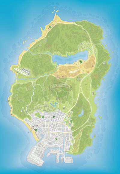 Mapa de barbearias para cortar cabelo no GTA 5