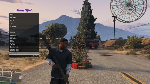 Arvore de natal com o mod Object Spooner do GTA V de PC